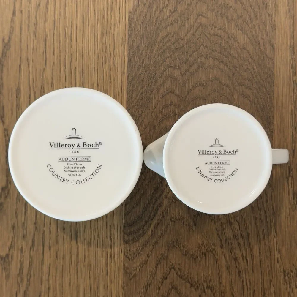 Villeroy & Boch Auden Ferme Sugar Bowl Creamer Set W/Lid Made In Germany Yellow